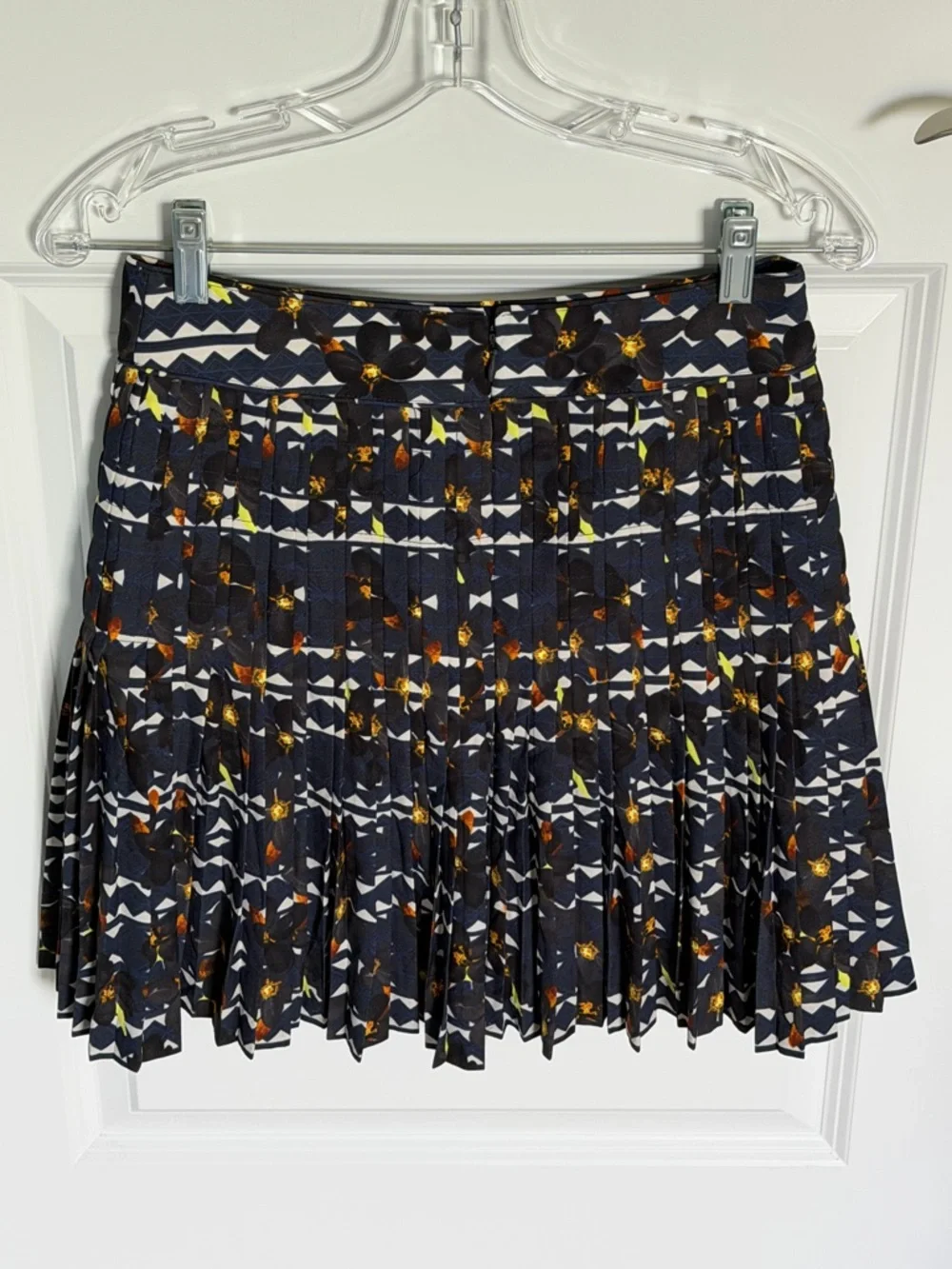NEW J. Crew Pleated Lattice Hidden Floral A-line Mini Skirt Size 00 - 54856